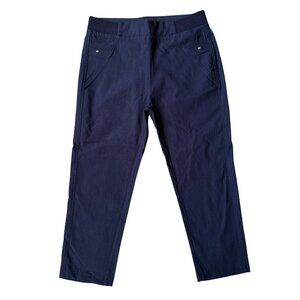 et SATIN navy blue stretchy pull on capri pants with back pockets size medium